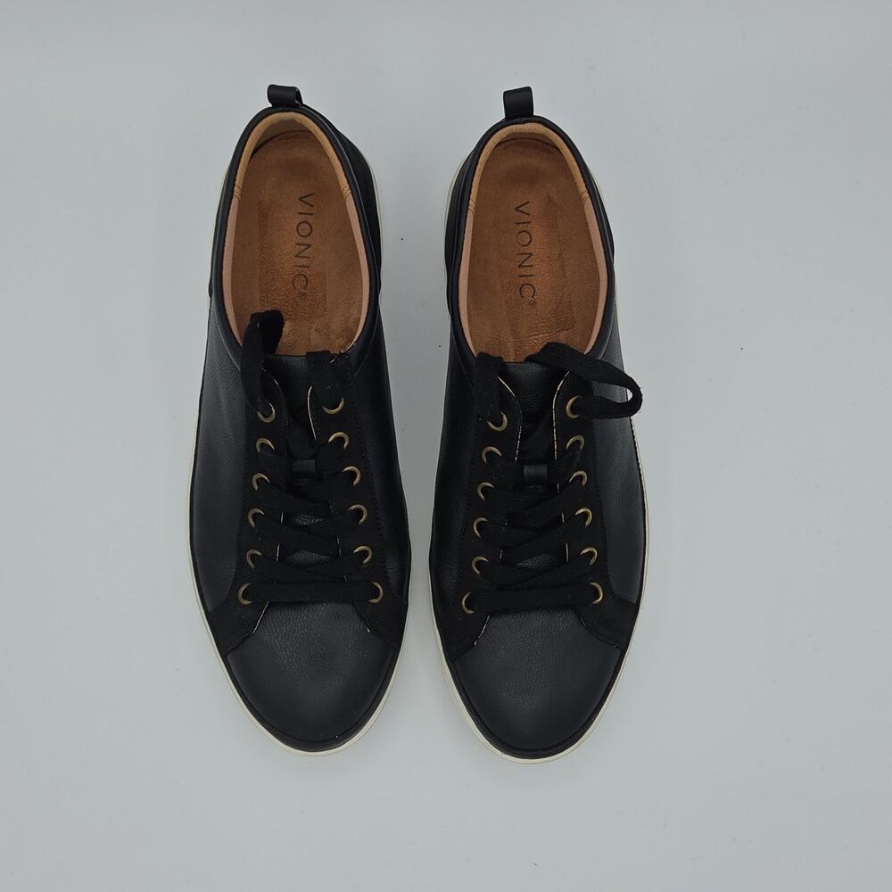 Vionic Winny Lace Up Sneakers Onyx Black Leather Walking Shoes Womens Size 11 - Picture 4 of 8